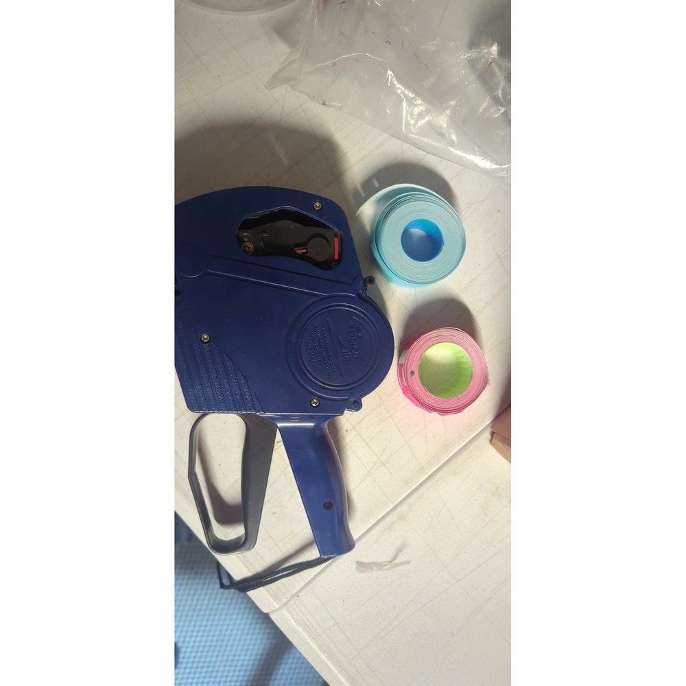 Perco Lite 1-Line Price Gun Labeler Handheld Blue Retail Pricing Machine 2 Rolls